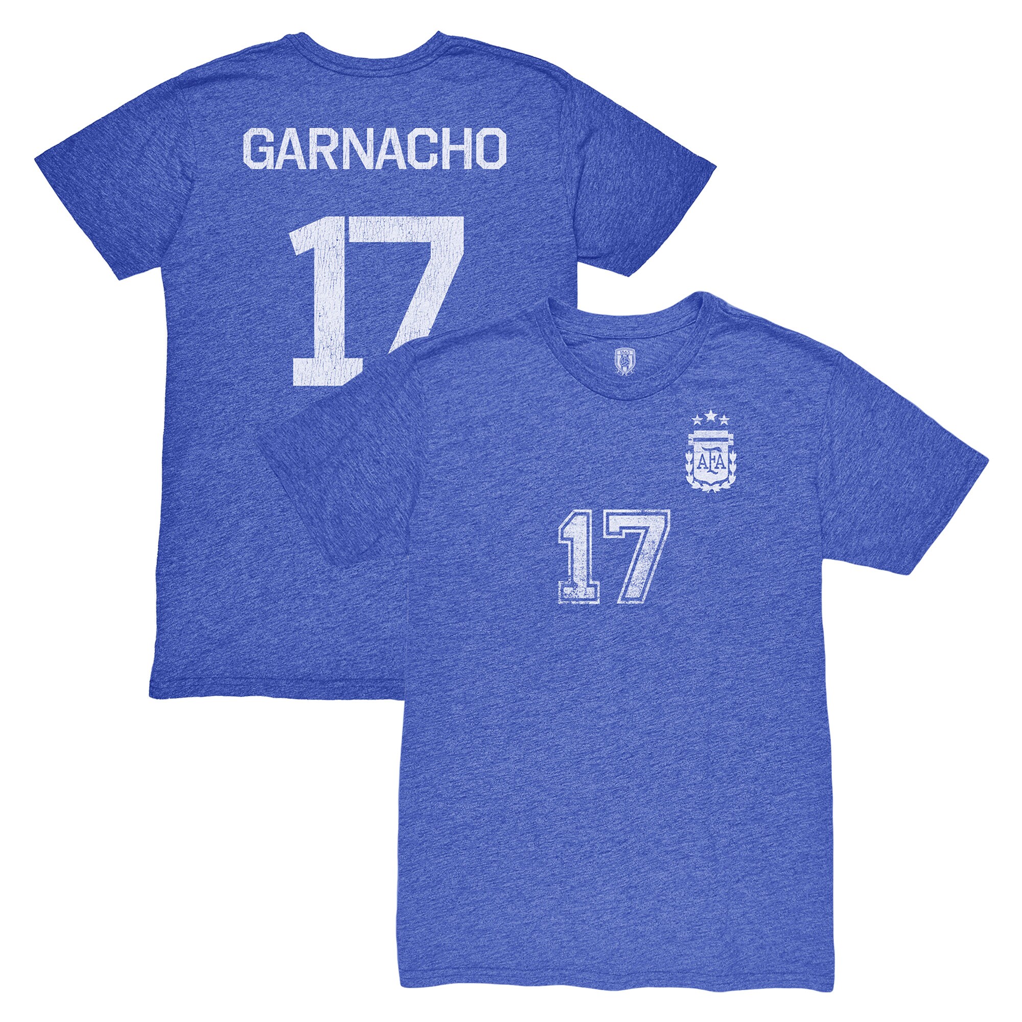 Shop alejandro garnacho argentina national team 1863fc player vintage tri-blend t-shirt – blue – Austria National Team T-Shirts and Jerseys