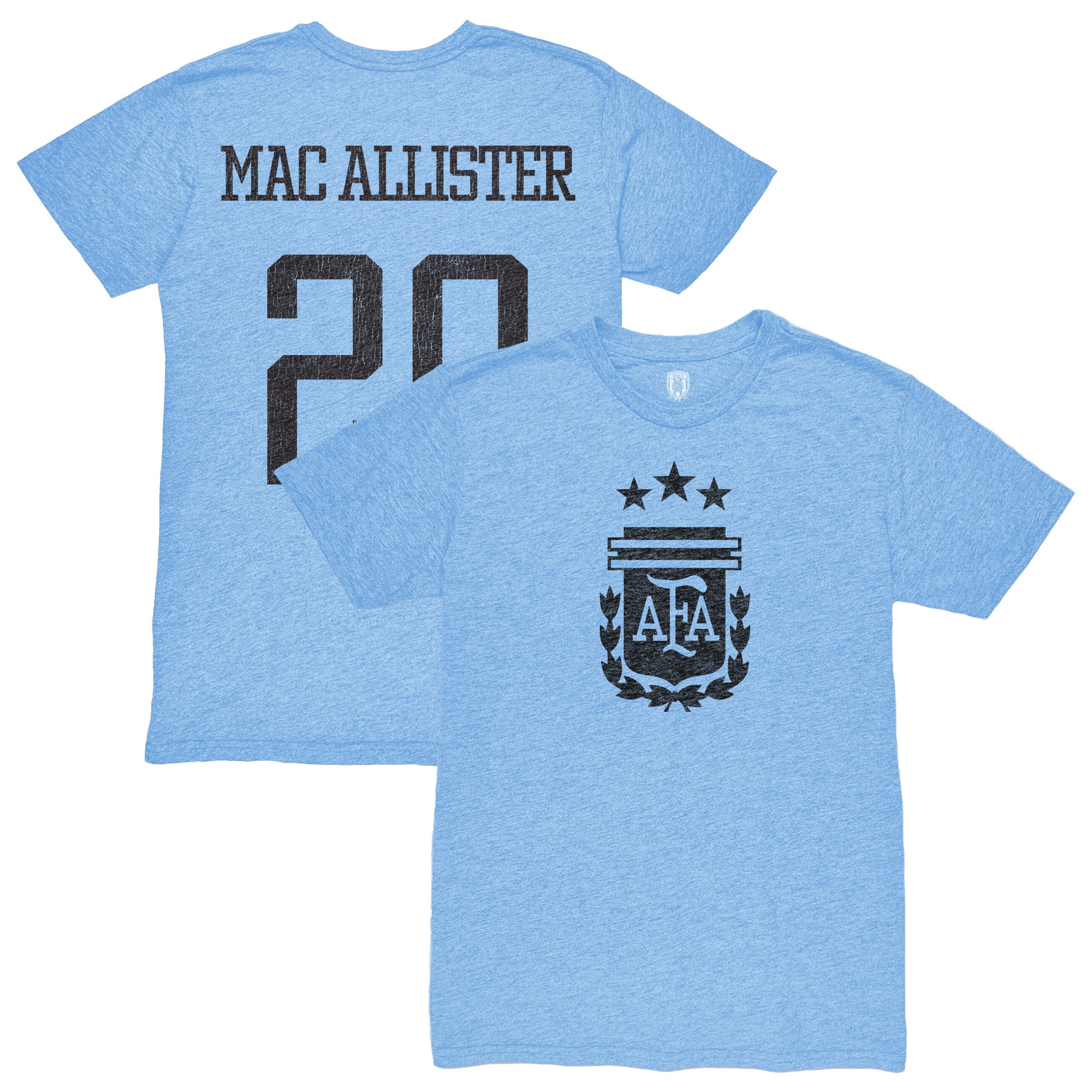 Shop alexis mac allister argentina national team 1863fc player retro tri-blend t-shirt – light blue – Austria National Team T-Shirts and Jerseys