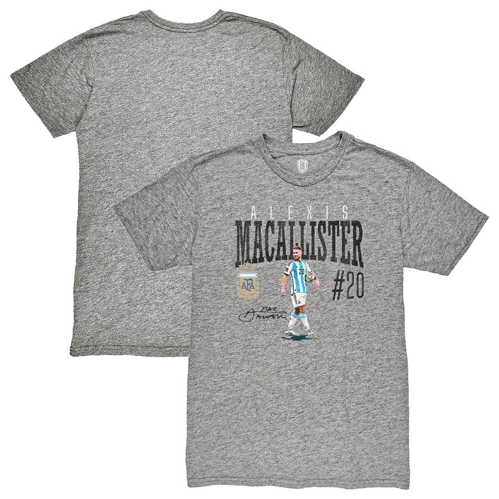Shop alexis mac allister argentina national team 1863fc snapshot tri-blend t-shirt – heather gray – Austria National Team T-Shirts and Jerseys