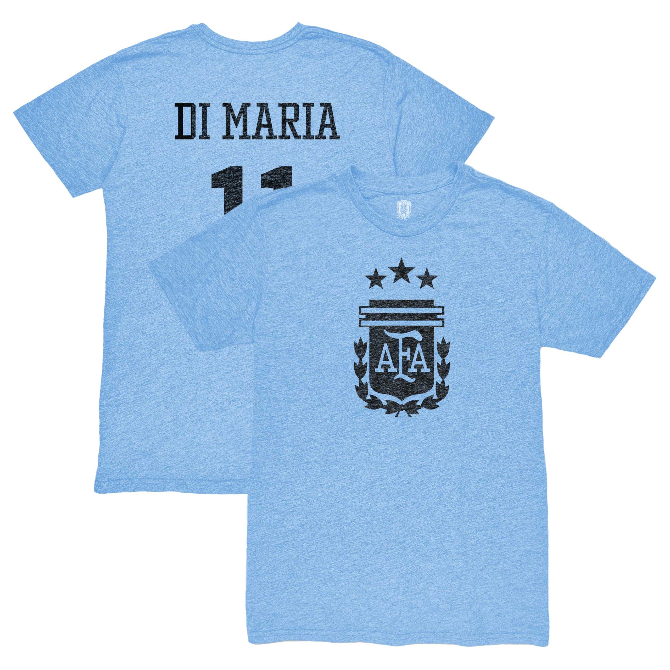 Shop angel di maria argentina national team 1863fc retro player tri-blend t-shirt – light blue – Austria National Team T-Shirts and Jerseys