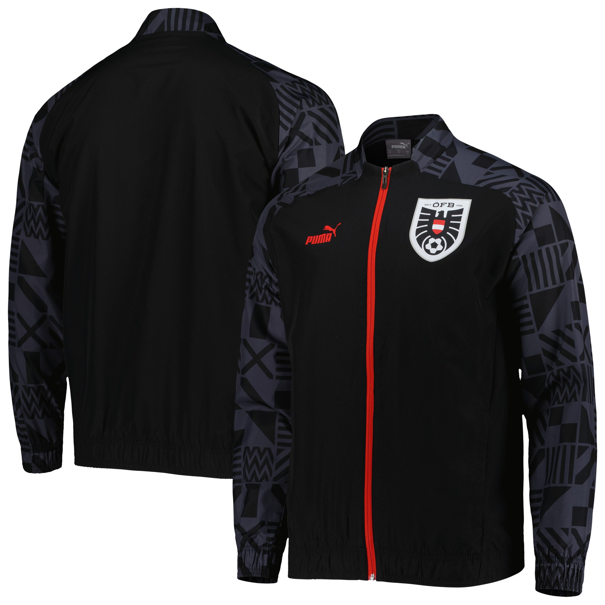 Shop austria national team puma pre-match raglan full-zip training jacket – black – Austria National Team T-Shirts and Jerseys