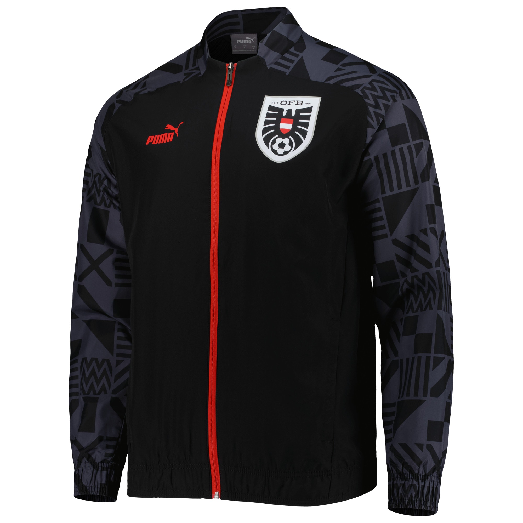 Shop austria national team puma pre-match raglan full-zip training jacket – black – Austria National Team T-Shirts and Jerseys