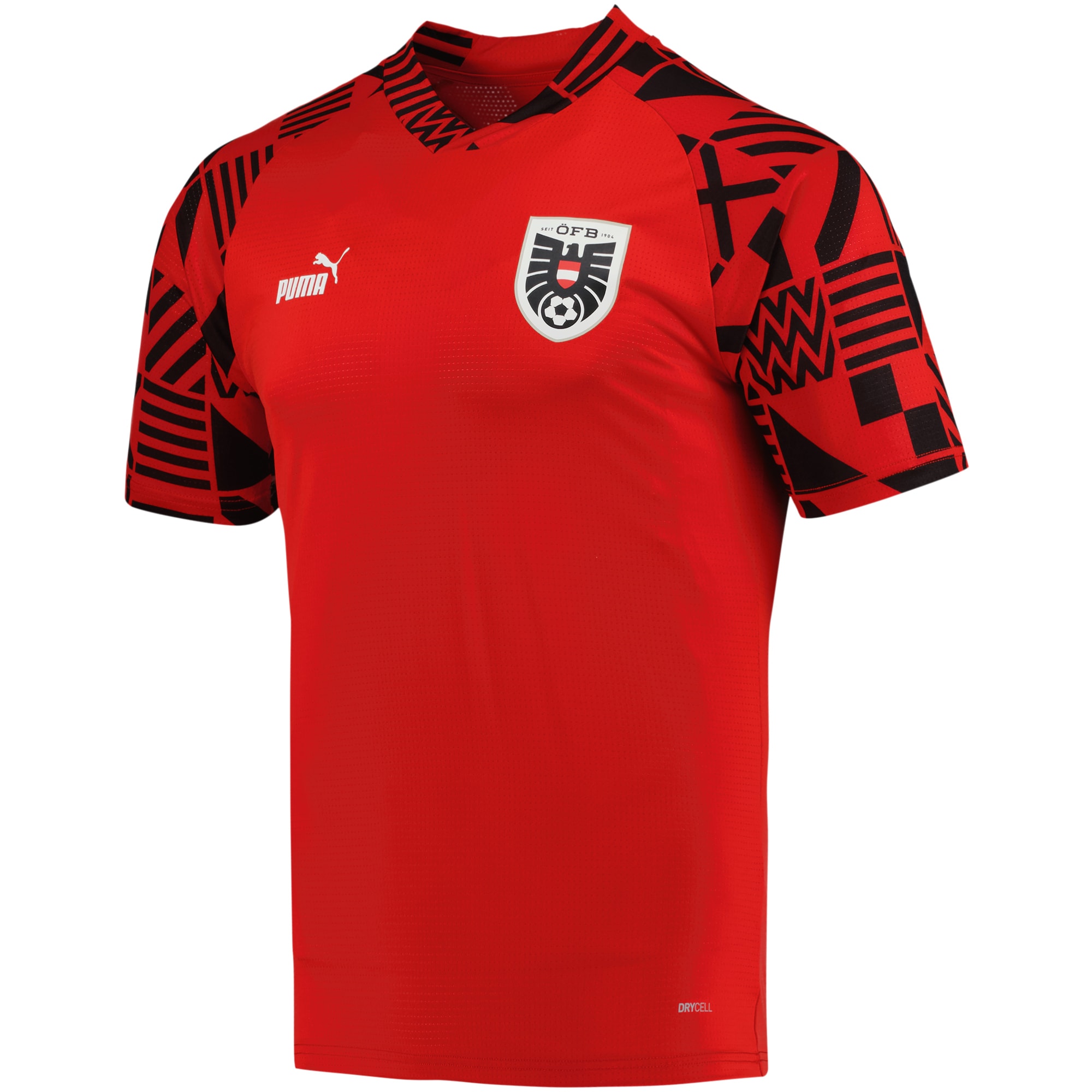 Shop austria national team puma pre-match v-neck top – red – Austria National Team T-Shirts and Jerseys