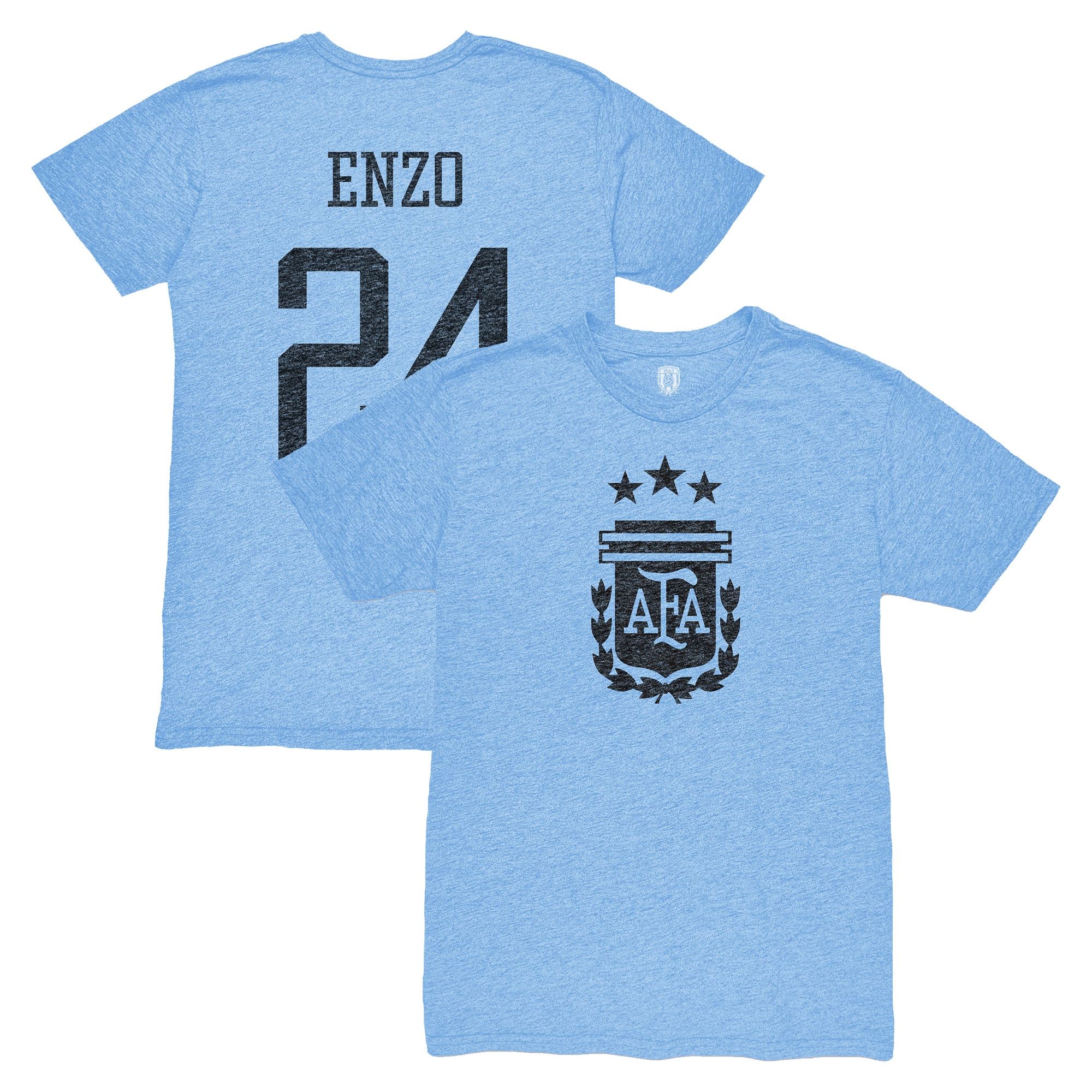 Shop enzo fernández argentina national team 1863fc player vintage tri-blend t-shirt – light blue – Austria National Team T-Shirts and Jerseys