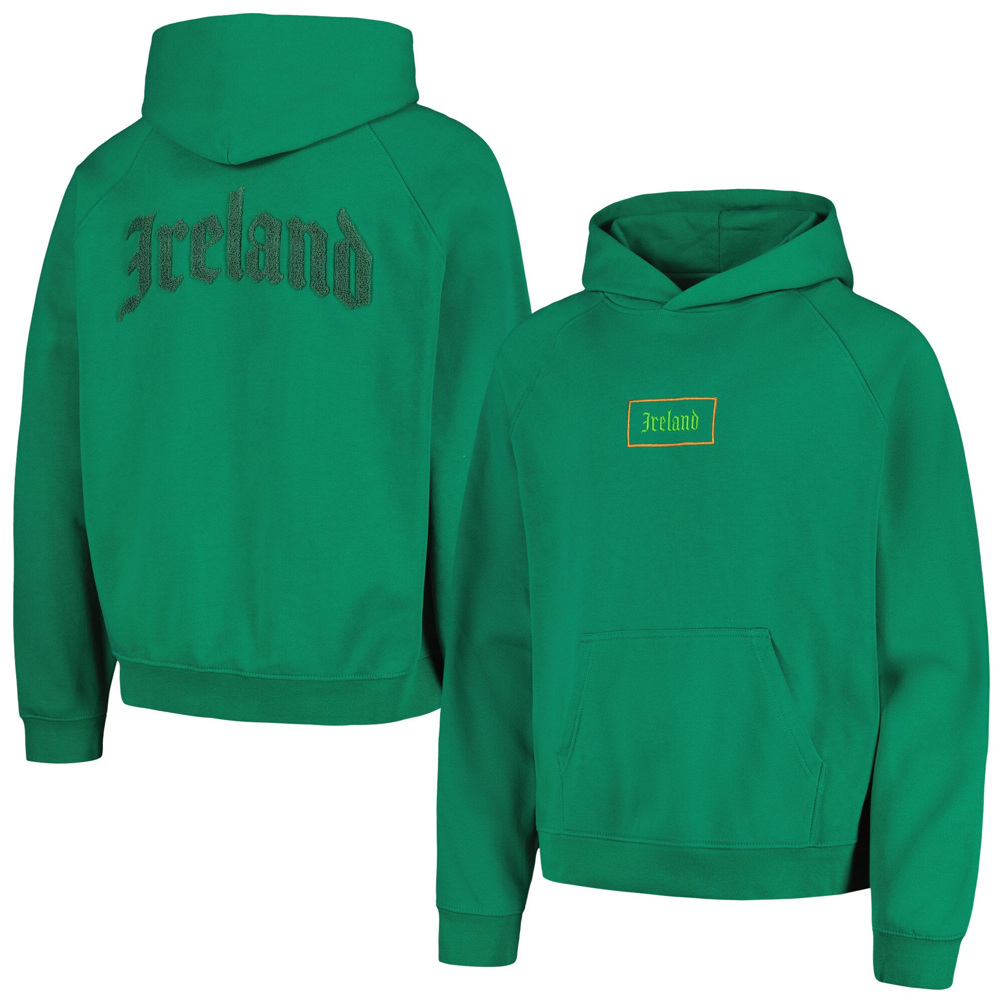 Shop ireland national team old english oversized raglan pullover hoodie – green – Austria National Team T-Shirts and Jerseys