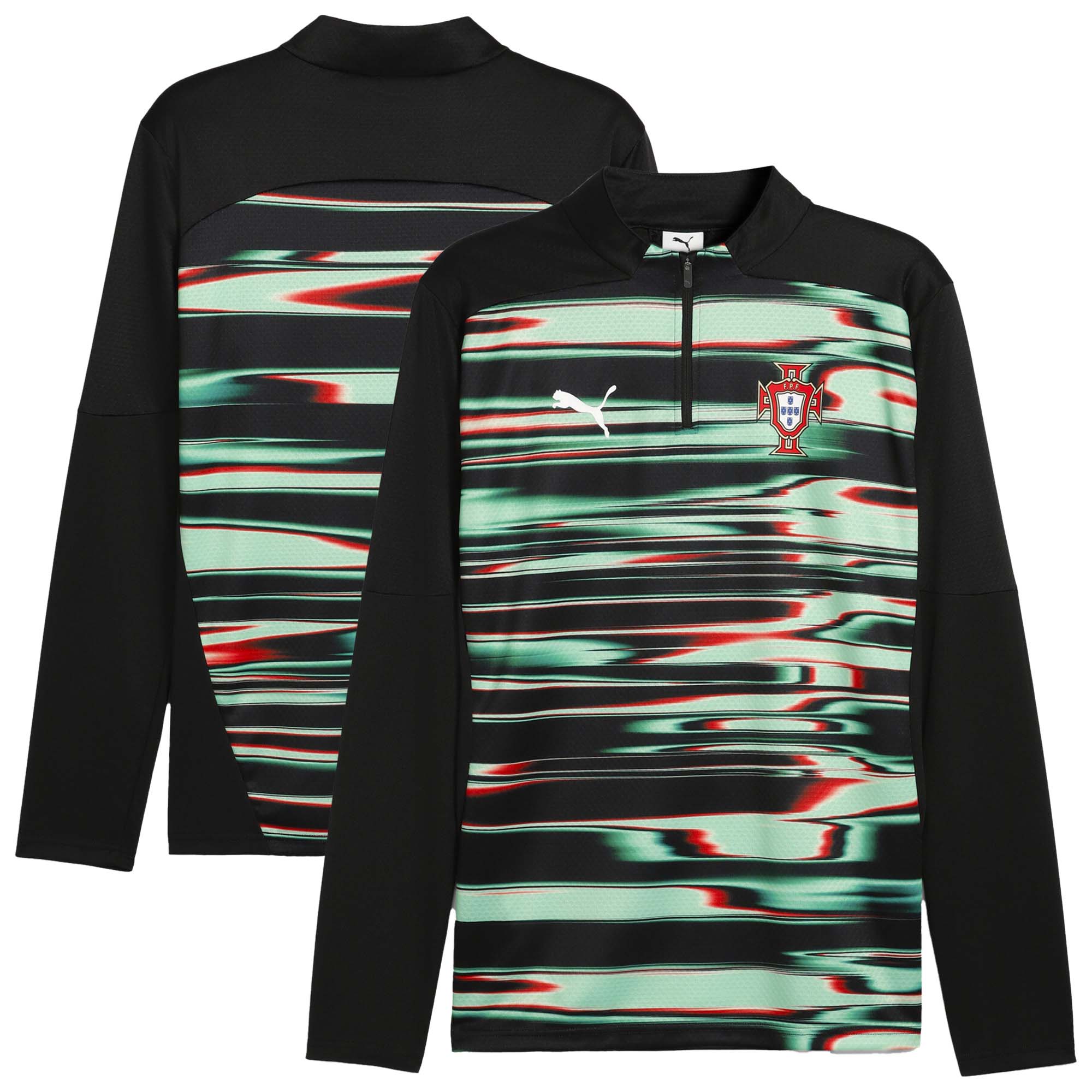 Shop portugal national team puma 2025 pre-match quarter-zip top – black – Austria National Team T-Shirts and Jerseys